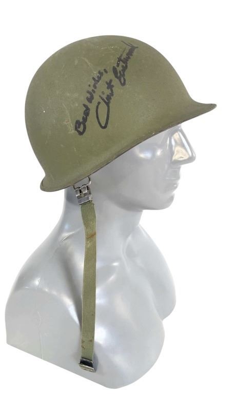 Clint Eastwood's signed Kelly's Heroes helmet, front view, Hanlin lot 203